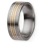 Chisel 14k Gold and Sterling Silver Inlaid Satin Finish Titanium Ring (8.0 mm) With Ring Box - Size 10.0