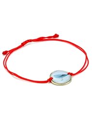 Mercedes Salazar "Multicharms" Blue Bird Coin with Adjustable Red Cord Bracelet