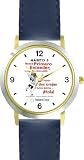 Habit 5 - Seek First to Understand (Spanish Text) - DELUXE TWO-TONE WATCH from THE 7 HABITS - WATCH COLLECTION BY WATCHBUDDY&reg; - Arabic Numbers - Blue Leather Strap-Size-Children's Size-Small ( Boy's Size & Girl's Size )