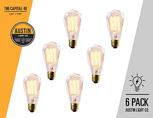 Best Buy Edison light bulb - 6 Pack - The Capital - 40 Watt Bulb - Choose from many other designs. watt Inspired by Thomas Edison these incandescent filament style bulbs provide retro vintage light ambiance