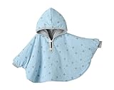リバーシブル フード 付き パーカー 男の子 女の子 兼用 キッズ ベビー ポンチョ 出産祝い プレゼント (スカイブルー 100cm)