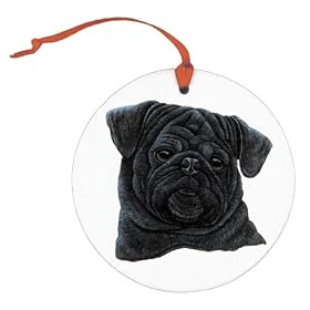 Black Pug Christmas Ornament