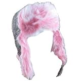 WOMANS NEW WINTER SKI PLAID PINK FUR TROOPER TRAPPER HUNTER HAT