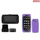 Samsung Impression A877 Combo Trans. Light Purple Silicon Skin Case Faceplate Cover + Black Horizontal Leather Pouch for Samsung Impression A877
