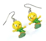 Adorable 3D Tweety Bird Surfs Up Dangle Earrings