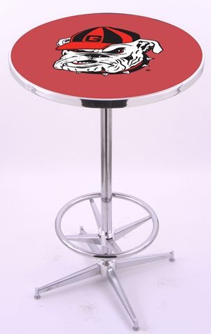 Georgia Bulldogs UGA Chrome Pub Table With Foot Rest