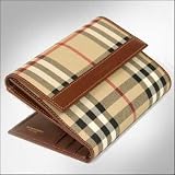 Burberry - Burberry Medium Classic Check Wallet With Brown Trim