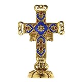 Venetian Inspired Enameled Cross Brooch & Stand