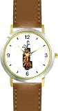 Golf Bag with Clubs – Golf Theme – WATCHBUDDY® DELUXE TWO-TONE THEME WATCH – Arabic Numbers – Brown Leather Strap-Size-Large ( Men’s Size or Jumbo Women’s Size )