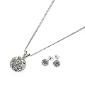 Buckley Pave Ball Pendant and Earrings Set with Adjustable Chain