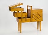 Sewing Box 3 Tier Cantilever Light Wood