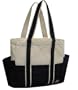 100% Cotton Canvas Shoulder Tote w/ Multiple Pockets, Black, IMPROVED!