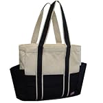 100% Cotton Canvas Shoulder Tote w/ Multiple Pockets