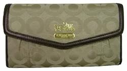 Authentic Coach Madison Op Art Wallet & Checkbook Case 43641 Khaki/Mahogany