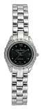 Peugeot Ladies Silvertone Dress Watch with a Genuine Diamond Bezel and a Charcoal Grey Dial