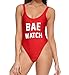 Womens Letter Print One-piece Swimsuit Backless Jumpsuit Red