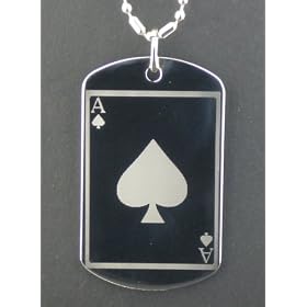 Lucky Poker Ace of spades Dogtag Pendant Necklace