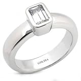 Bezel Set Emerald Diamond Engagement Ring