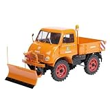 Schuco 450014100 - Mercedes-Benz Unimog 401, Froschauge, mit Westfalia Kabine und Schneepflug, limited Editon 1.000 St&uuml;ck,  Sammlermodell, 1:18