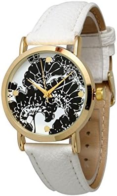 Olivia Pratt Women's Leather Solid Floral Watch - White