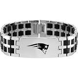 Team Titanium New England Patriots Steel & Rubber Link Bracelet