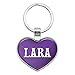 Metal Keychain Key Chain Ring Purple I Love Heart Names Female L Lach - Lara