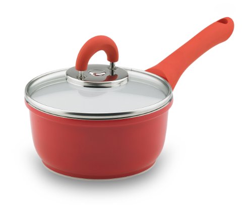 Vinaroz 6-1/2-Inch Red Die Cast Aluminum Sauce Pan with Ceramic Coating, 1-1/2-Quart