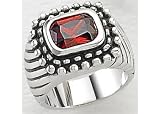 Bay Studio Silver Ring with Siam Rectangle Gem SILVERTONE 9 Ring