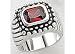 Bay Studio Silver Ring with Siam Rectangle Gem SILVERTONE 9 Ring