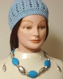 Silver Plated and Blue Turquoise Large Beads Short Chain Necklace and Earrings Offered with Hand...
