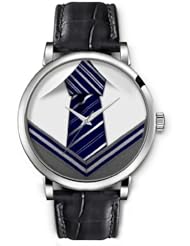 SPRAWL Aanalog Fashion Series Silver Ladies Watches of Genuine Black Leather Strap,Unique Wrist Watch for Women Girls Designed with Suits and ties