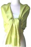 Apparel : 70% Pashmina 30% Silk Paisley Self-Design Shawl / Wrap / Stole - Light Green Yellow (Buy 2 - Get FREE SHIPPING !)