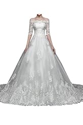 Satin  Elbow Length Sleeves Natural   Waistline Bateau Neck Lace-Up  Ball Gown Wedding Dress 