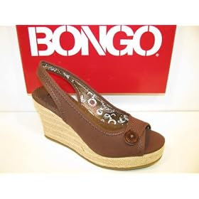 Ladies Bongo Wedge Slingback, Double Take - Brown Fabric by Bongo