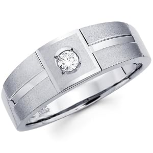 14k White Gold Men's Diamond Wedding Band Ring (0.10 ct., GH Color, SI Clarity)