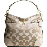 Coach Signature Op Art Colette Shoulder Hobo Bag 16408 Pale Khaki Gold