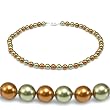 Genuine Swarovski Crystal Two Tone Pearl Necklace- Copper/Green (8mm)