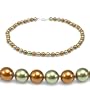 Genuine Swarovski Crystal Two Tone Pearl Necklace- Copper/Green (8mm)