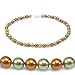 Genuine Swarovski Crystal Two Tone Pearl Necklace- Copper/Green (8mm)