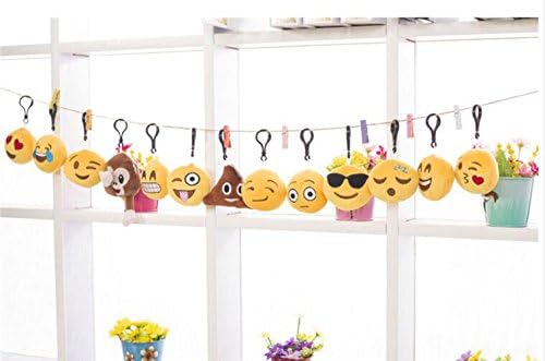 BAIESHIJI Mini Emoji Face Expression Plush Key chains Bag Accessory Pack of 10, Emoji Mini Plush Pillows, Keychain Decorations, Kids Party Supplies Favors