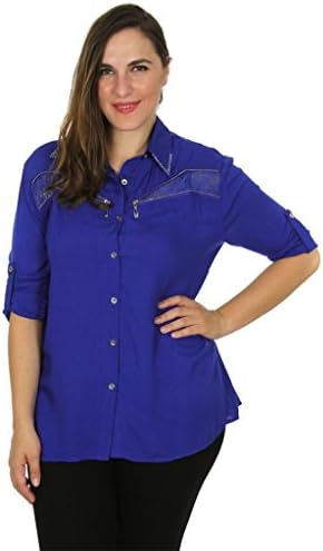 BeLush Women's Plus Size Rayon Blouse 4XL (18) Royal