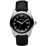 DKNY Mens NY1449 Black Leather Quartz Watch with Black Dial