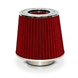 High Performance Replacement Air Intake Filter Superflow Chrome and Red