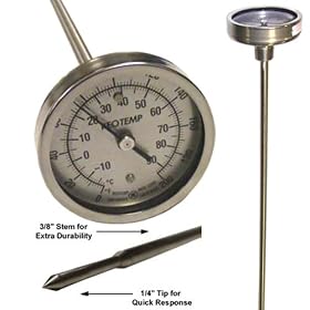 Super Duty Compost Thermometer w Fast Response Tip - 36 Stem, Dual scale F and C by 