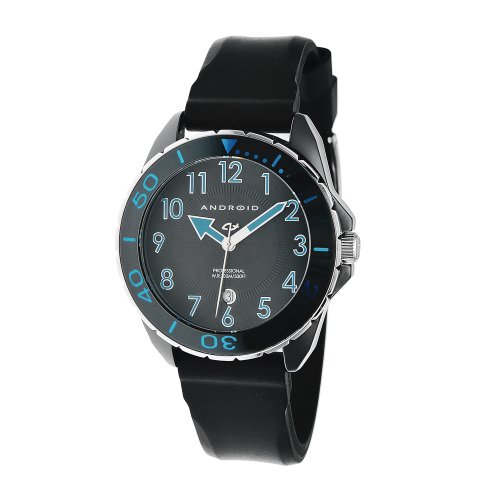 Android Men's AD511AKBU Exotic Black Ceramic Blue Rubber Strap Watch