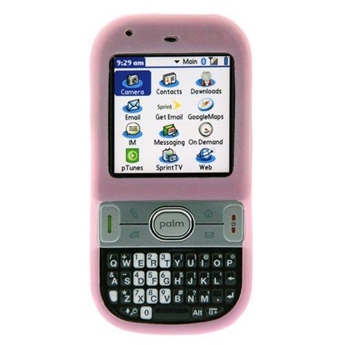Palm Treo Centro 690 Smartphone Accessory Bundle - Flexible Soft Pink Silicone Case + Premium Clear Reusable LCD Screen Protector with Lint Cleaning Cloth