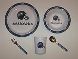 SEATTLE SEAHAWKS Team Logo 5 Piece Baby Child Dinner Set ( Sipping cup, Plate, Bowl, Fork,... by Duckhouse