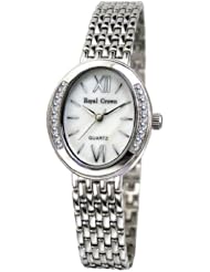 Gemorie Women Fashion Oval Shape Cubic Zirconia Watch with Steel Band in Rhodium Plating (129014)