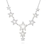 Eve's Addiction Sparkling Stars Sterling Silver Necklace