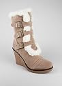 Shearling Trim Suede Wedge Boot